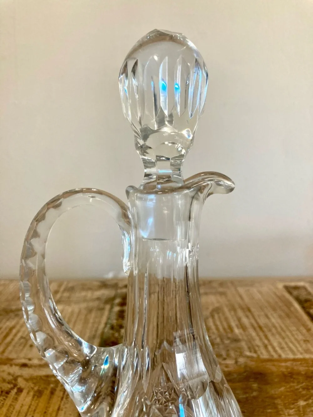 Cut Crystal Cruet Bottle with Stopper - 10”